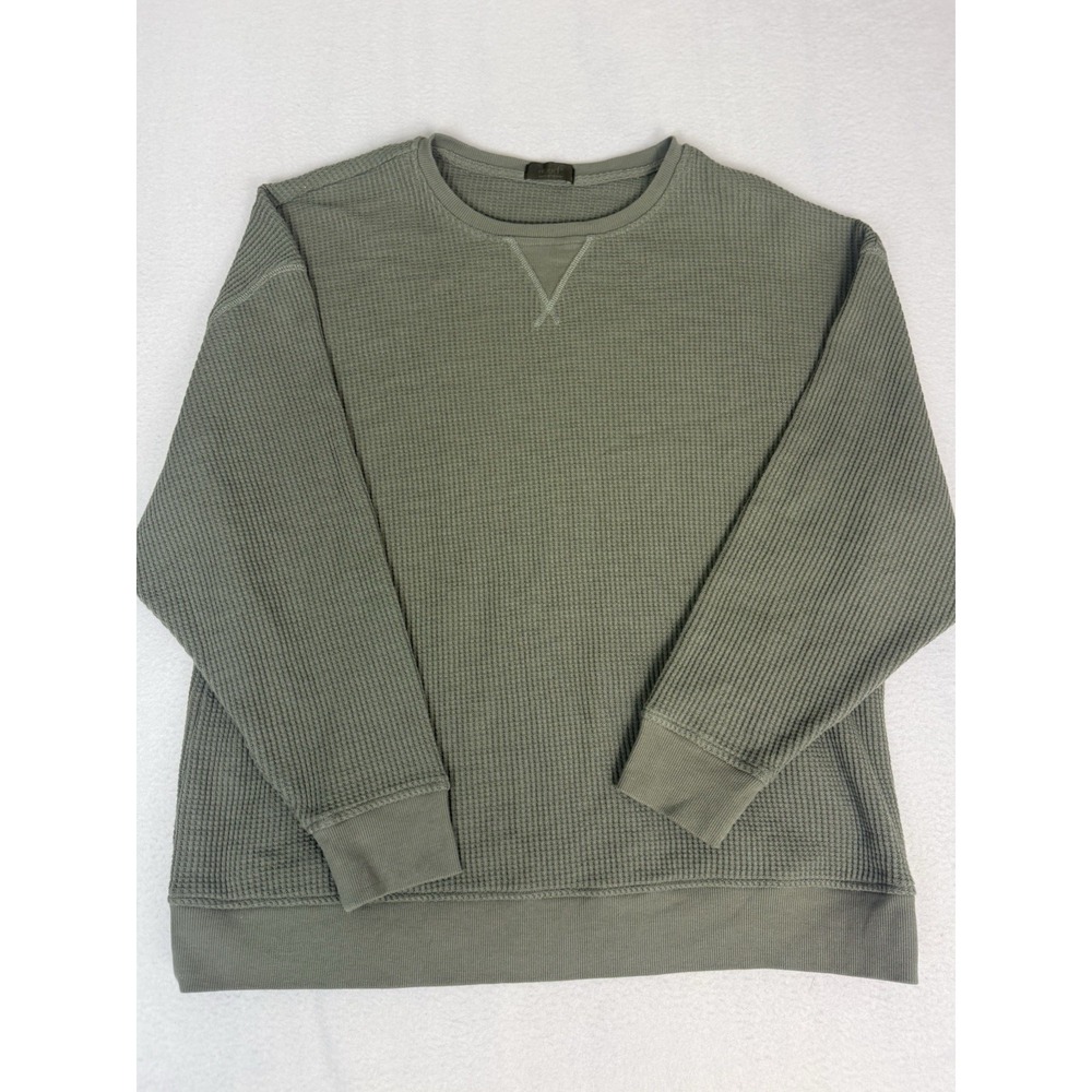Nuuds Waffle Knit Crewneck Sweatshirt Olive Green Mens XL Long‎ Sleeve